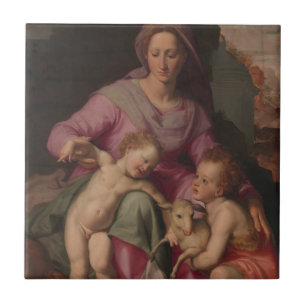 Carreau Madonna et enfant avec St John le baptiste