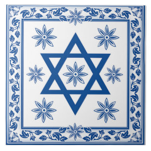 Carreau Magen David - Tuile en céramique David Star - Azul