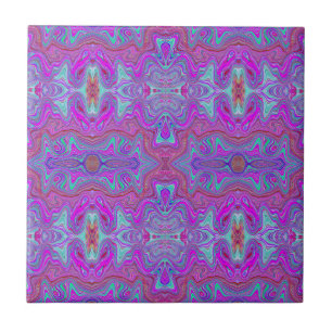 Carreau Magenta ondulée et Motif bleu trippé marbré