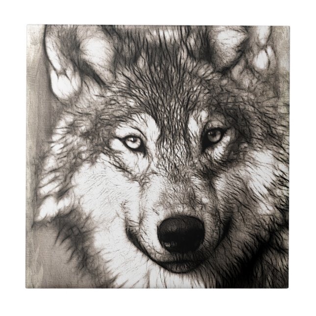 Carreau Magnifique loup visage photo accessoires d'impress (Devant)