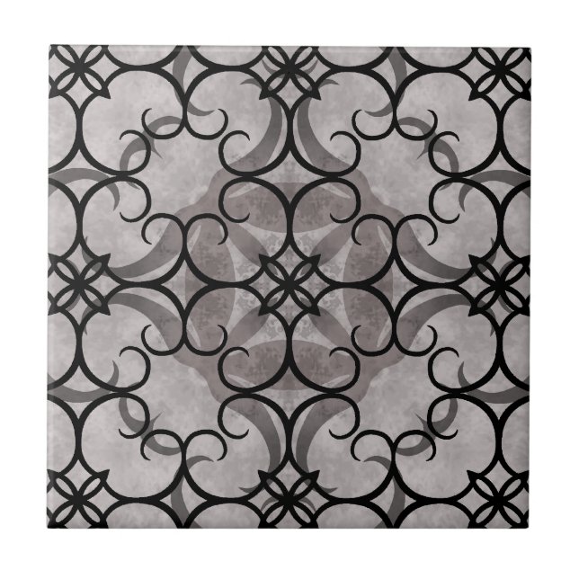 Carreau Magnifique victorien gothique motif gris et noir (Devant)