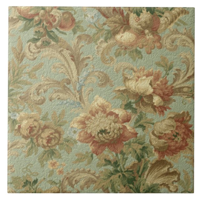 Carreau Magnifique Vieux Monde Antique Floral Faux Texture (Devant)