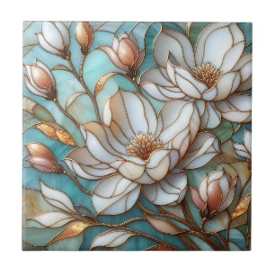 Carreau Magnolia Élégant Art Mosaïque Floral en Verre Cath