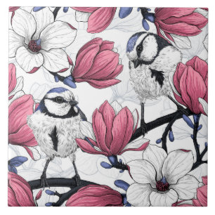 Carreau Magnolia rose et métis bleu