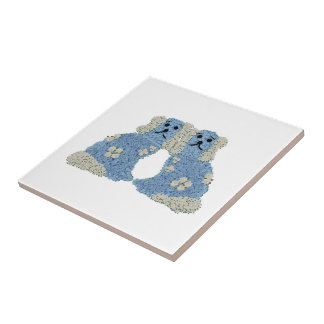 Carreau Magnolia Staffordshire Chiens Ginger Jars Art