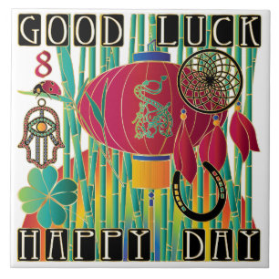 Carreau Mah Jongg Bonne Chance Joyeux Jour