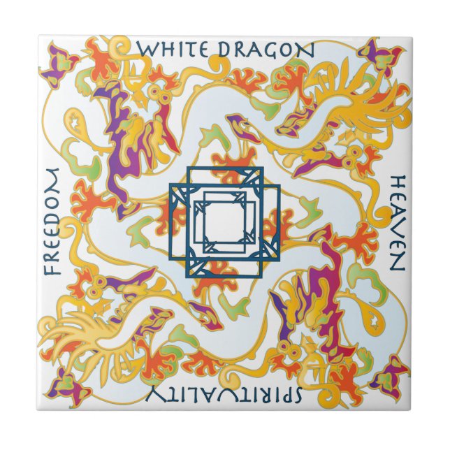 Carreau Mah Jongg Carrelage de dragon blanc (Devant)