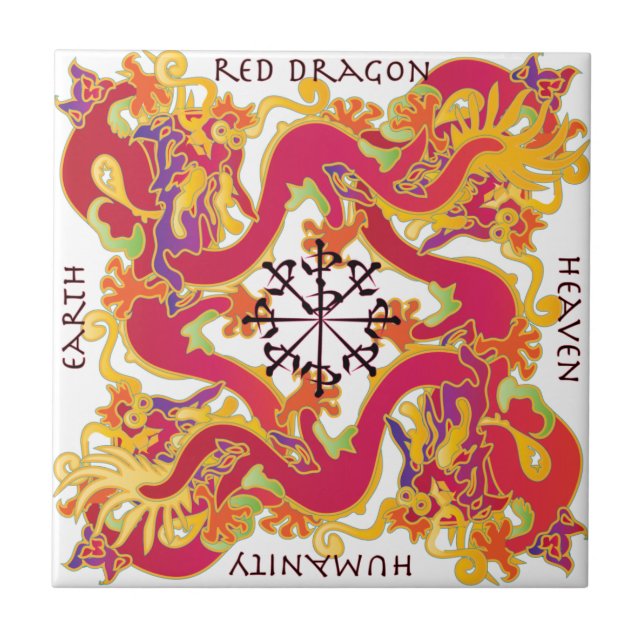 Carreau Mah Jongg Carrelage de Dragon Rouge (Devant)
