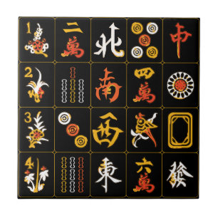 Carreau Mah Jongg Carrelage noir/orange/jaune