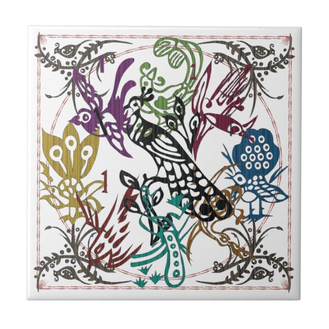 Carreau Mah Jongg One Bams Birds Tile (Devant)