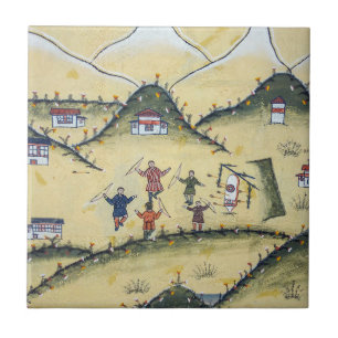 Carreau Maison bhoutanaise avec peintures de tir à l'arc -