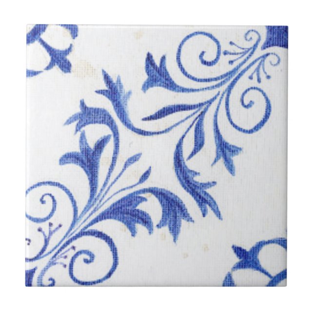 Carreau Maison de campagne Bleue Blancs Parchemin Rustique (Devant)