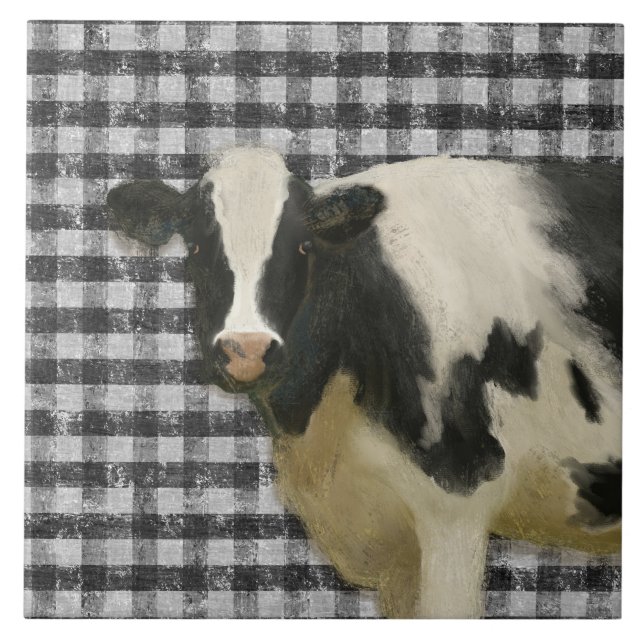Carreau Maison de ferme Vache noire et blanche Cuisine rus (Devant)