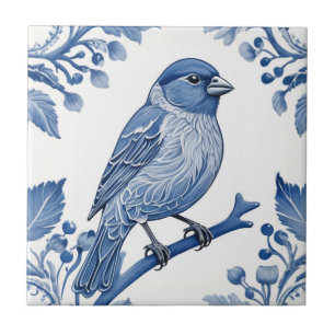 Carreau Maison Finch Delft Bleu et blanc Oiseau floral