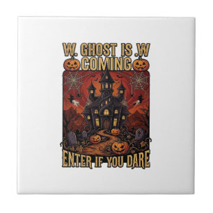 Carreau Maison Hantée Halloween Fantôme Arrive Citrouilles