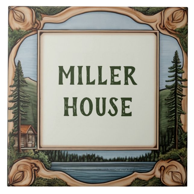 Carreau Maison personnalisée Nom Plaque Lakehouse Cabin Pl (Devant)