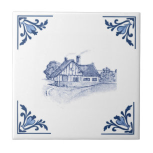 Carreau Maison Tudor vintage Maison Delft Bleu & Blanc