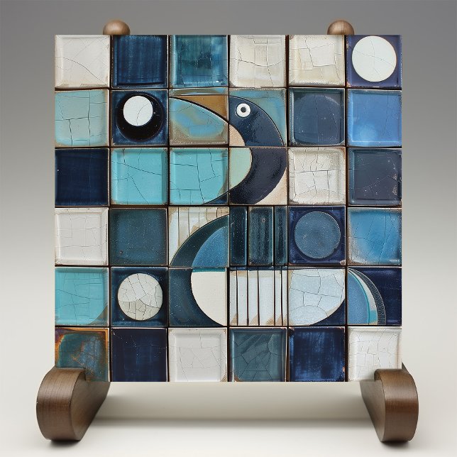Carreau Majestic Blue Heron Mosaic Faux Relief (Créateur téléchargé)