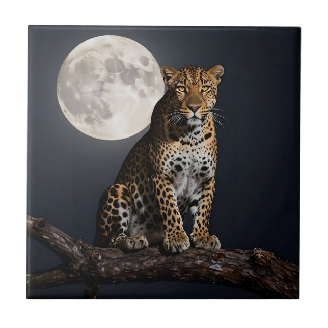 Carreau Majestic Leopard and Full Moon   (Devant)