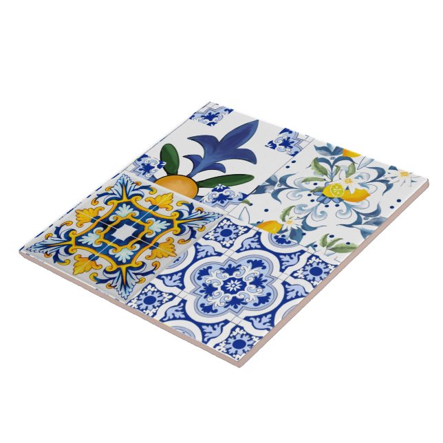 Carreau Majolica, agrumes, tuiles méditerranéennes (Côté)