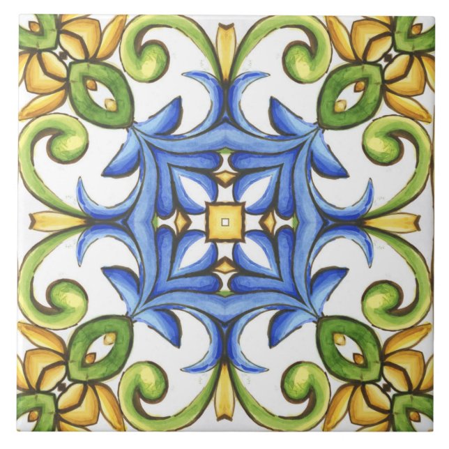 Carreau Majolica, carrelage méditerranéen, (Devant)