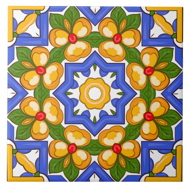 Carreau Majolica, carrelage méditerranéen, (Devant)