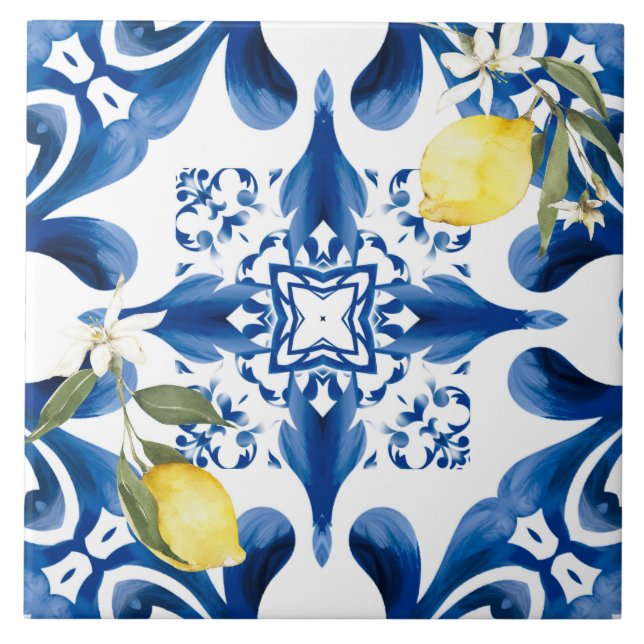 Carreau Majolica, citron, tuiles siciliennes, Carrelage en (Devant)