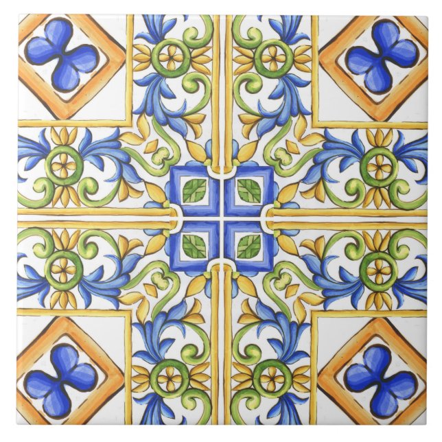 Carreau Majolica, tuiles méditerranéennes, (Devant)