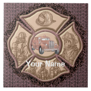 Carreau Maltese Cross Firefighter personnalisé Carrelage