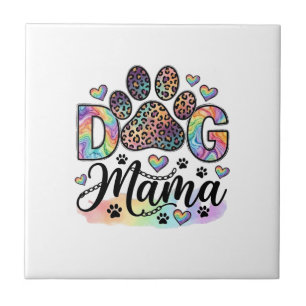 Carreau Maman Chien Patte Léopard Arc-en-ciel Aquarelle Cœ
