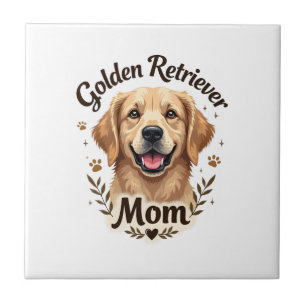Carreau Maman Retriever Doré Vintage Amateur de Chien Typo
