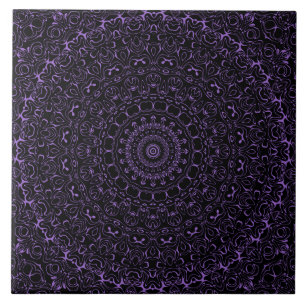 Carreau Mandala Améthyste violet avec symétrie complexe