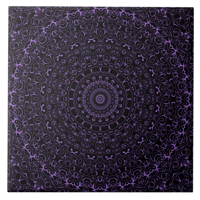 Carreau Mandala Améthyste violet avec symétrie complexe (Devant)