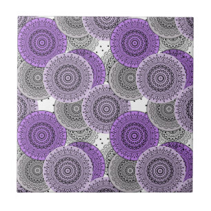Carreau mandala arabe motif rose violet à l'orientale