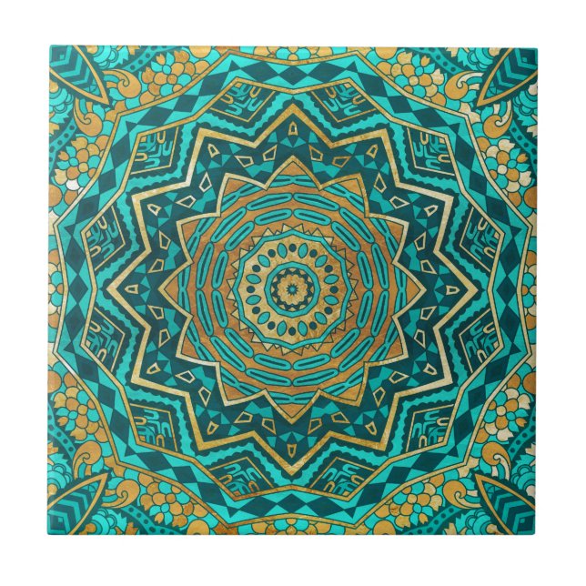 Carreau Mandala bleu de topaze (Devant)