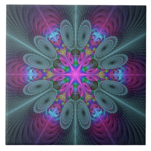 Carreau Mandala Colorful spiritual Fractal Art With Pink