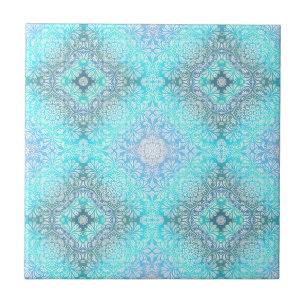 Carreau Mandala de dentelle de turquoise