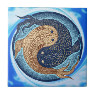 Carreau Mandala de poissons de Yin Yang Koi