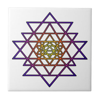 Carreau Mandala de triangle (pourpre jaune) Sri Yantra