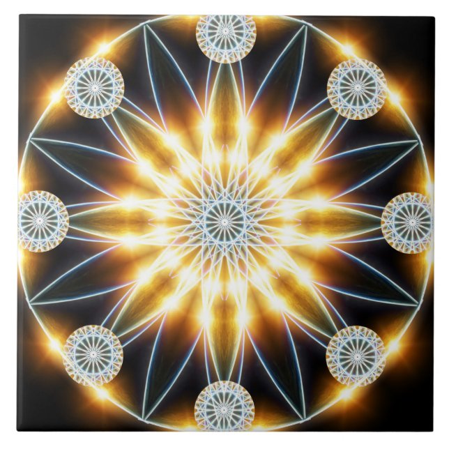 Carreau Mandala d'or d'étoile (Devant)