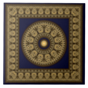 Carreau Mandala en mosaïque orientale encadrée