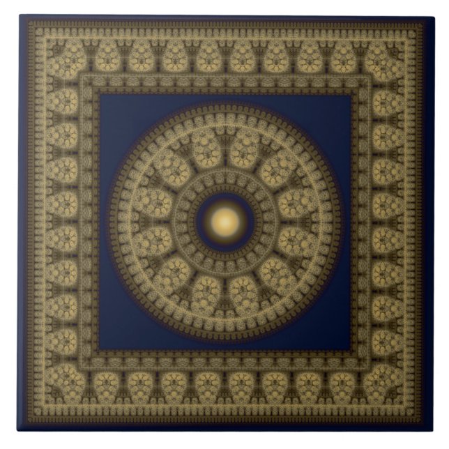 Carreau Mandala en mosaïque orientale encadrée (Devant)