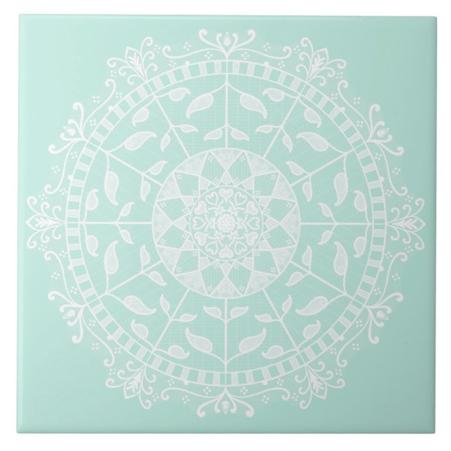Carreau Mandala en verre de mer (Devant)
