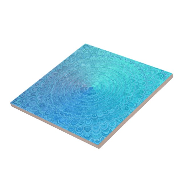 Carreau Mandala floral bleu-clair de cercle (Côté)