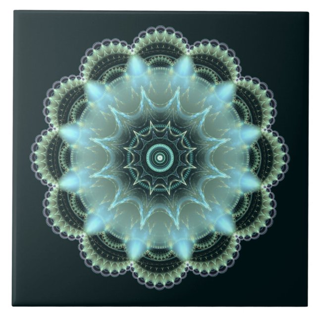 Carreau Mandala fractal étoile brillante (Devant)