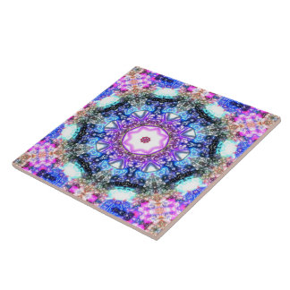 Carreau mandala fractal géométrique floral brillant  