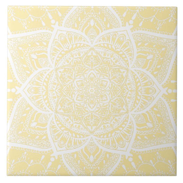 Carreau Mandala jaune et blanc - Loergann au Magnolia (Devant)
