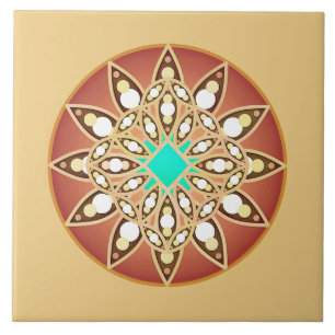 Carreau Mandala motif en caramel et chocolat