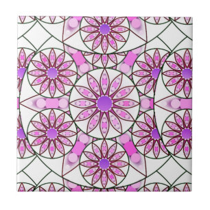 Carreau Mandala, motif, lavande, rose, rose chaud, blanc