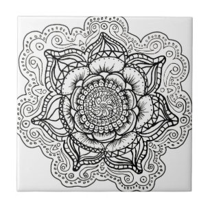 Carreau Mandala noir et blanc